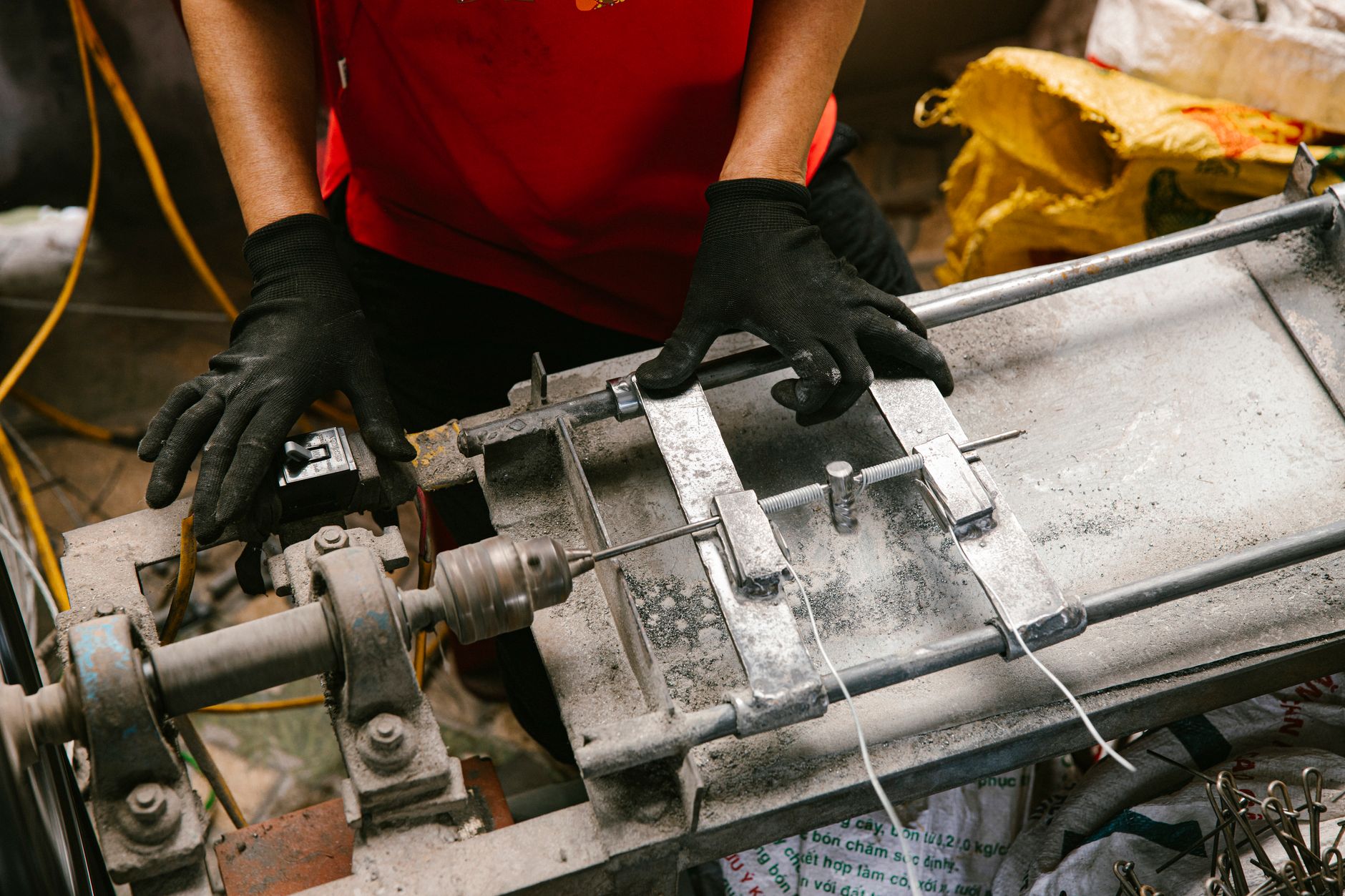 Technician using a quick-release robot cover to reach a service point